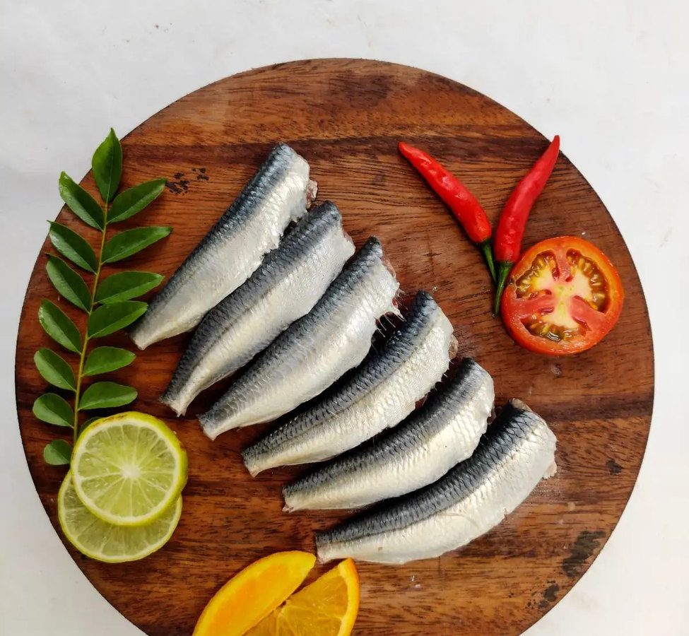 Cleaned fresh fish presented for sale